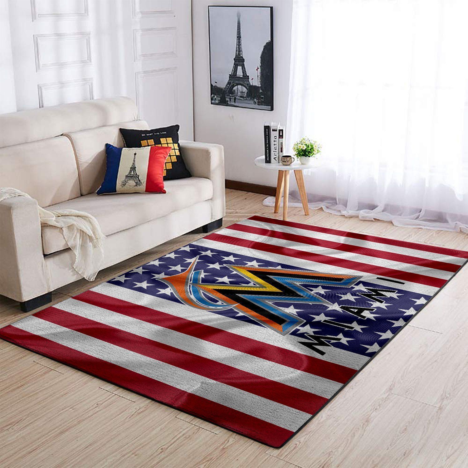 Miami Marlins Mlb Baseball Team Logo Type 8717 Rug Area Carpet Living Room Home Decor