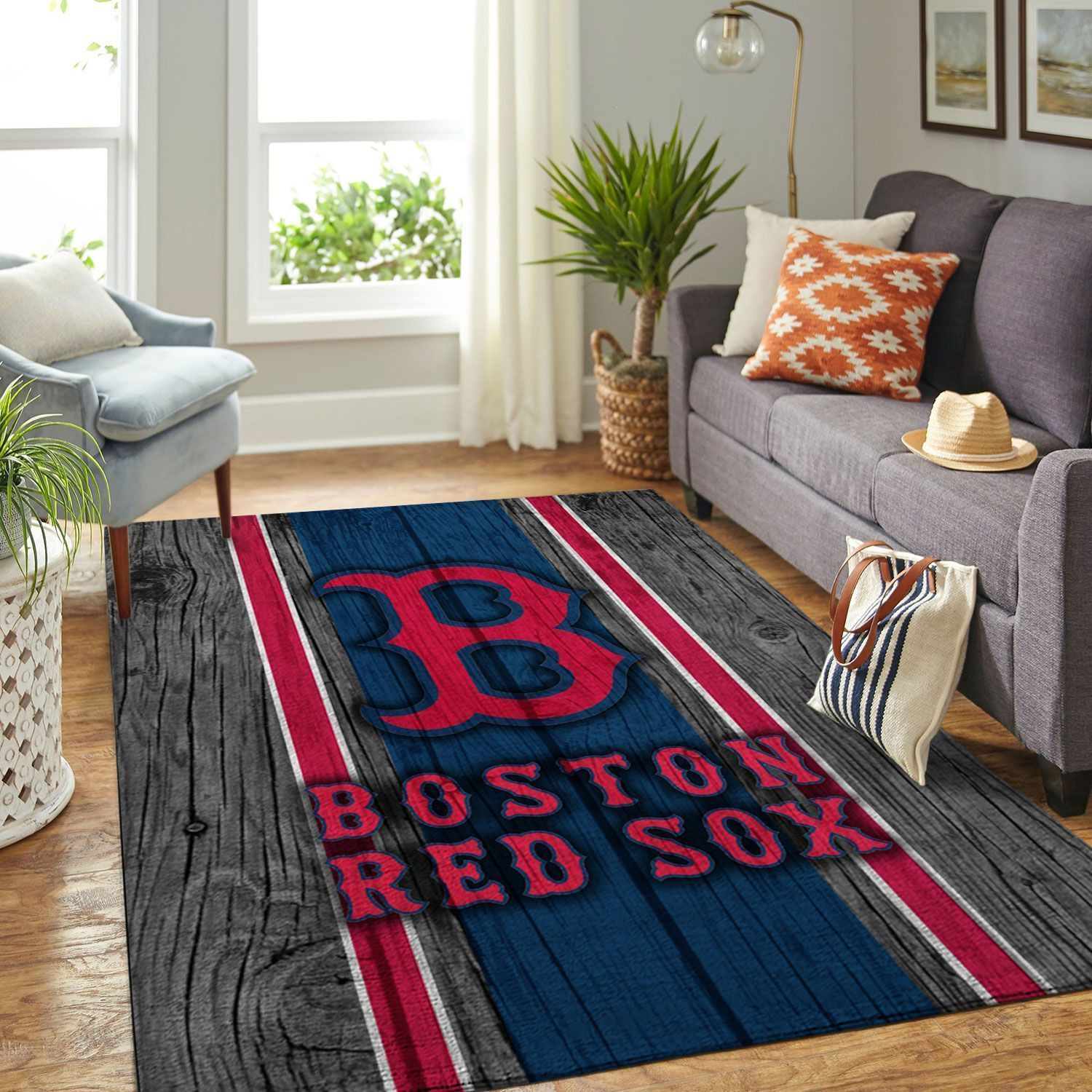 Boston Red Sox Mlbs Baseball Team Logo Wooden Style Type 8747 Rug Living Room Home Decor Area Carpet
