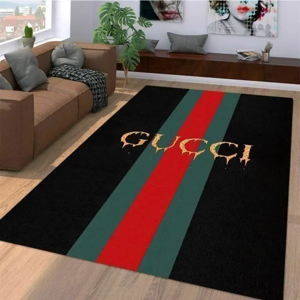 Gucci Stripe Rectangle Rug Door Mat Home Decor Fashion Brand Area Carpet Luxury