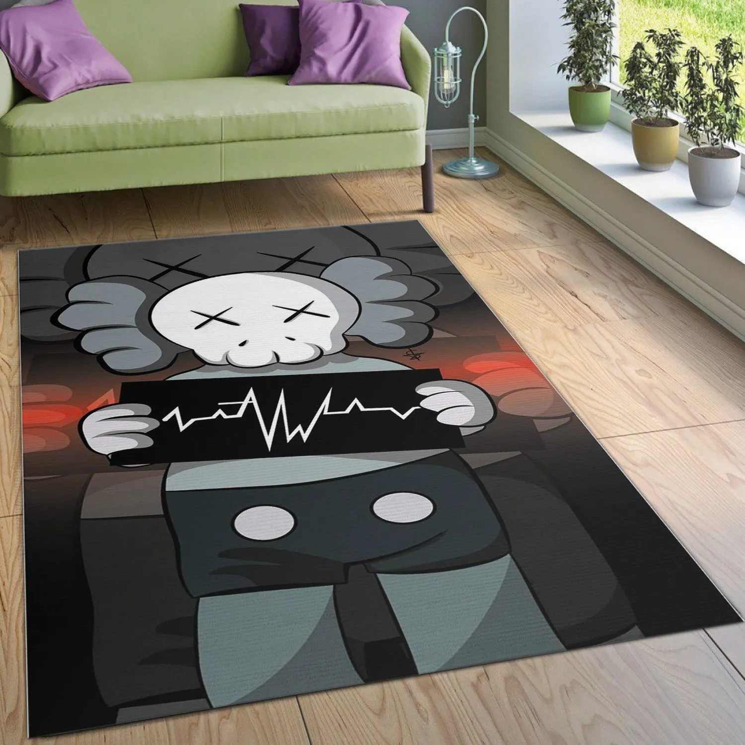 Kaws Rectangle Rug Fashion Brand Area Carpet Home Decor Luxury Door Mat