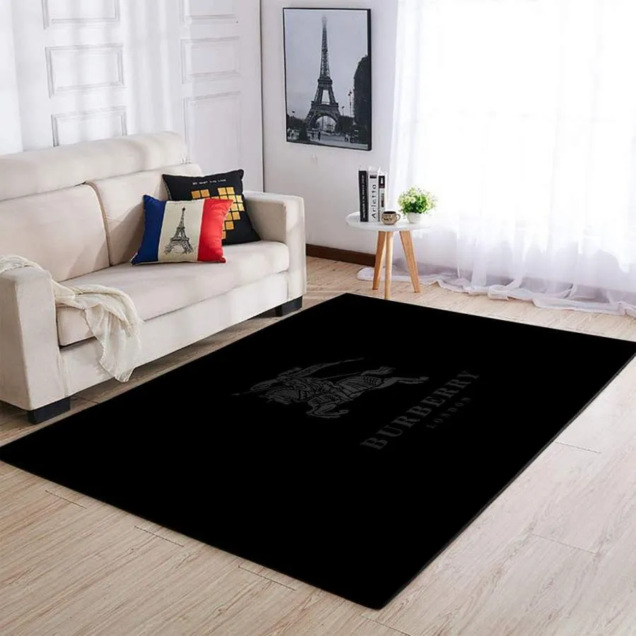 Burberry Black Rectangle Rug Home Decor Door Mat Area Carpet Fashion Brand Luxury