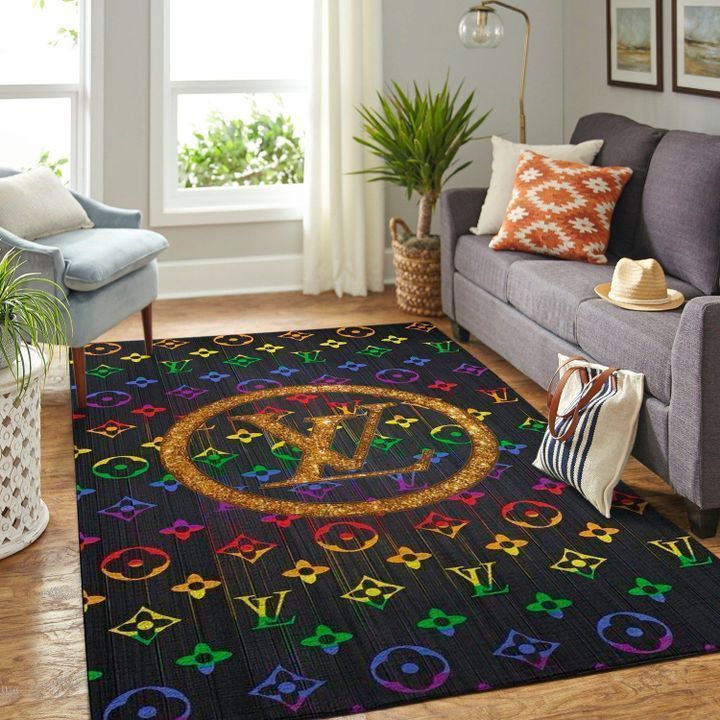 Louis Vuitton Paris Colorful Rectangle Rug Area Carpet Home Decor Fashion Brand Door Mat Luxury