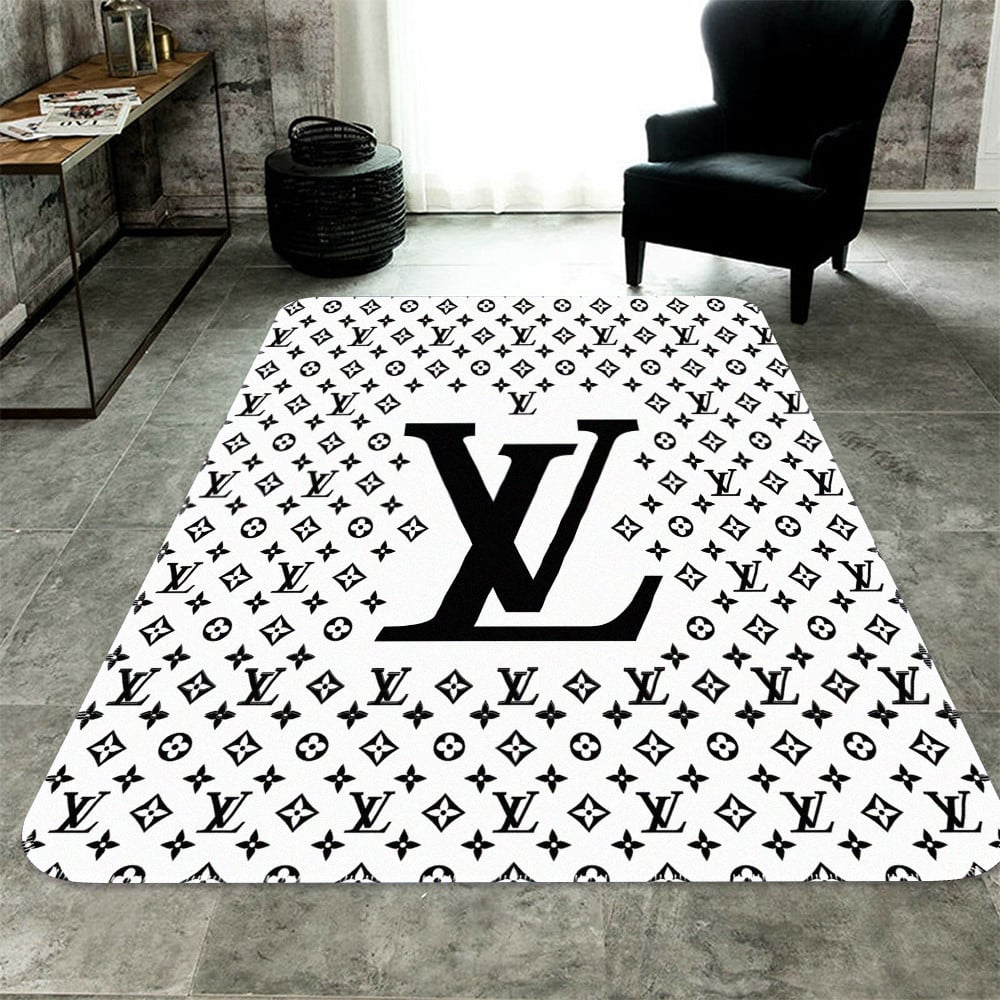 Louis Vuitton White Rectangle Rug Fashion Brand Home Decor Door Mat Luxury Area Carpet