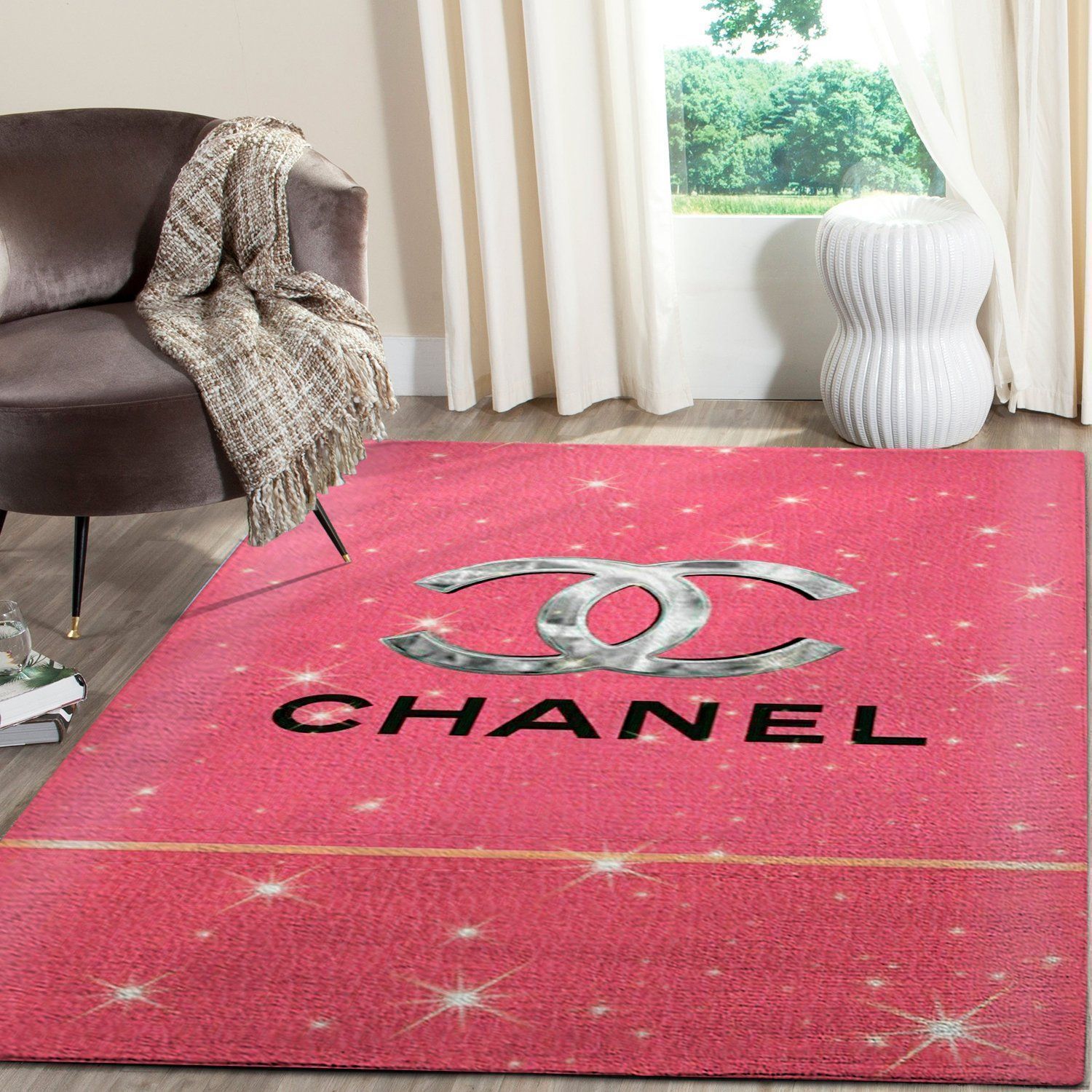 Chanel Twinkle Pinky Rectangle Rug Home Decor Luxury Door Mat Area Carpet Fashion Brand