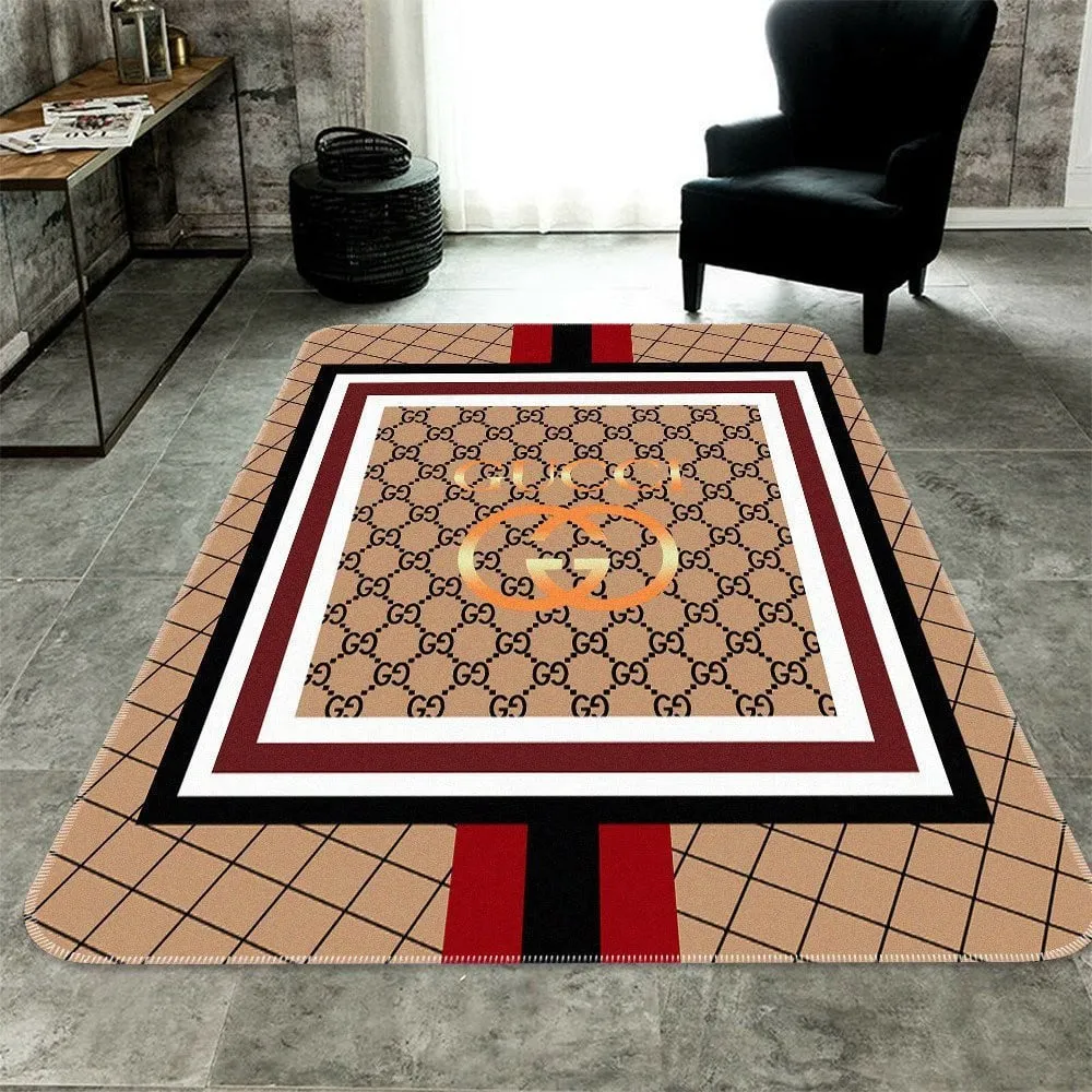 Gucci Beige Rectangle Rug Fashion Brand Home Decor Door Mat Area Carpet Luxury