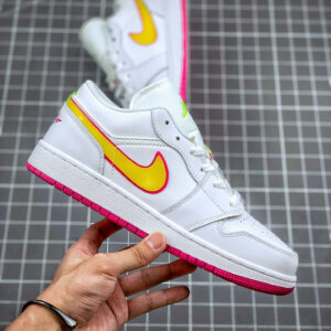 Air Jordan 1 Low GS White Yellow Pink CV4610-100 For Sale