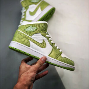 Air Jordan 1 Mid Green Python White Vivid Green DV2959-113 For Sale