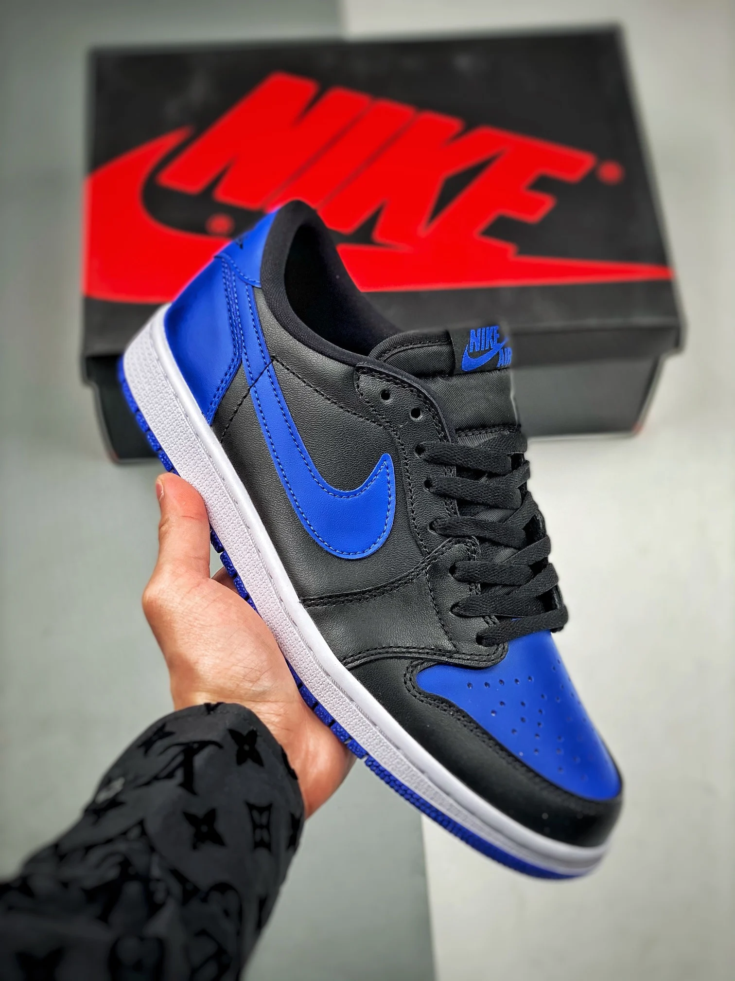 Air Jordan 1 Retro Low OG Black Varsity Royal-Sail 705329-004 For Sale