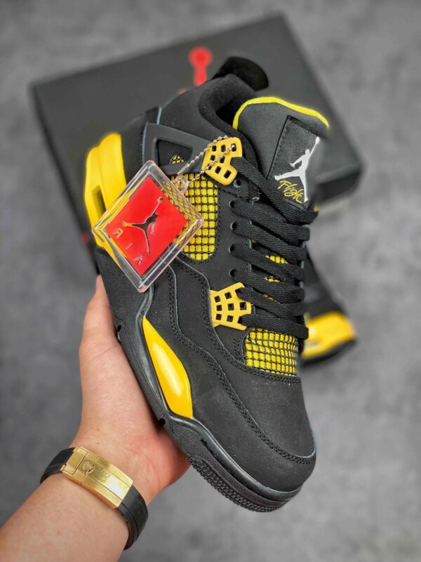 Air Jordan 4 Thunder Black White-Tour Yellow For Sale