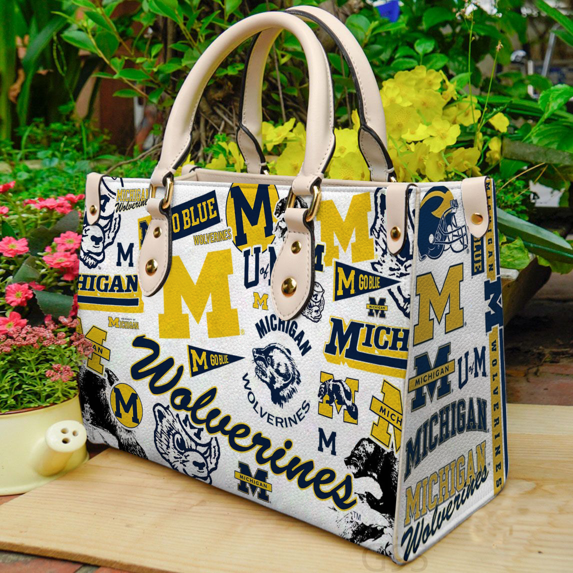 Michigan Wolverines 1 Women Leather Hand Bag