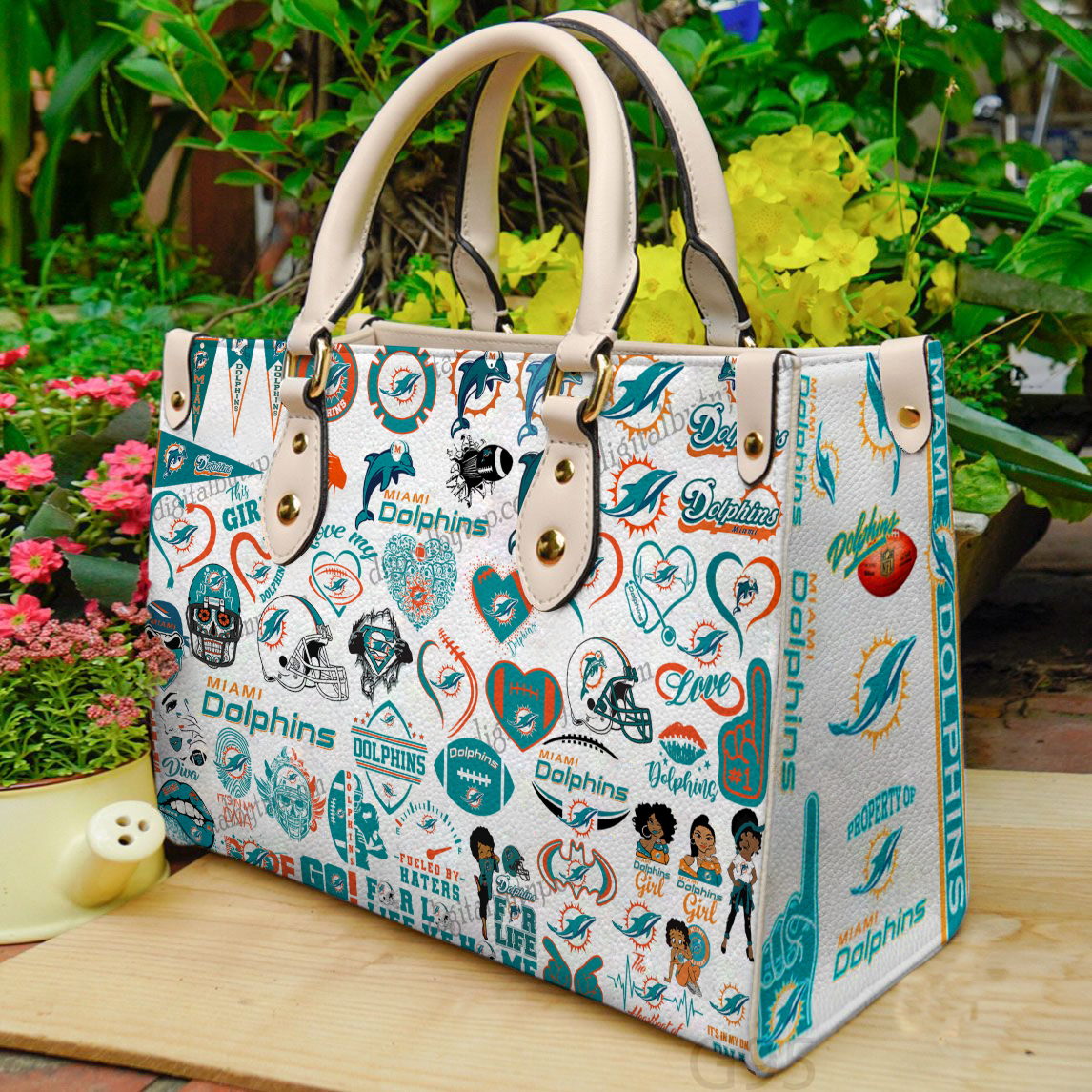 Miami Dolphins 1 Women Leather Hand Bag