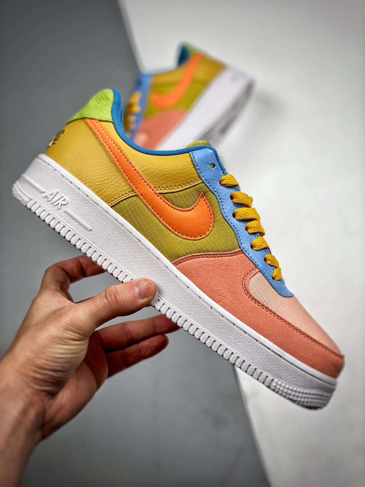 Nike Air Force 1 Sun Club Pink Olive-Blue DQ4531-700 For Sale