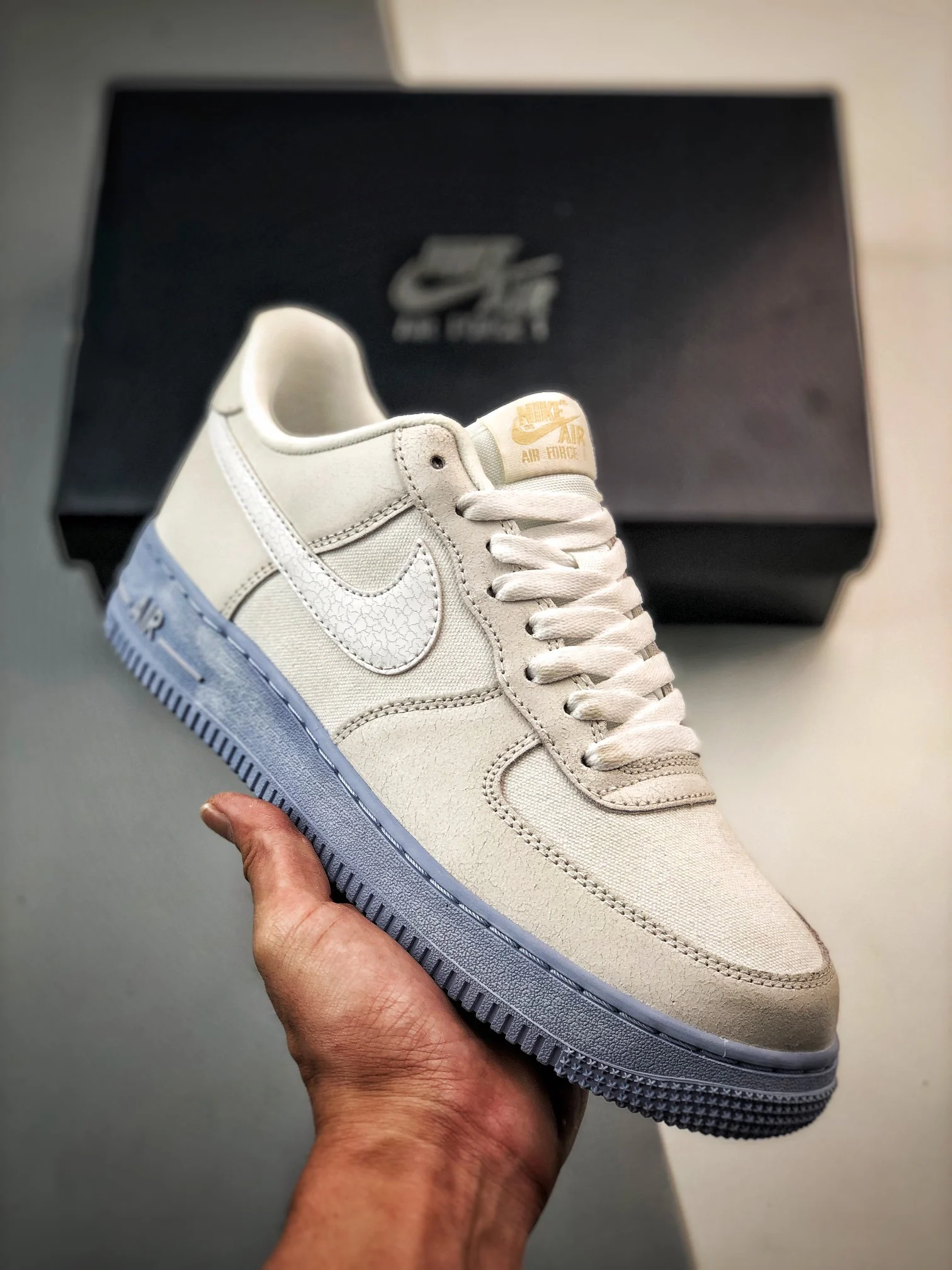 Nike Air Force 1 Low EMB Salt Flats White Blue Whisper Grey DV0787-100 For Sale