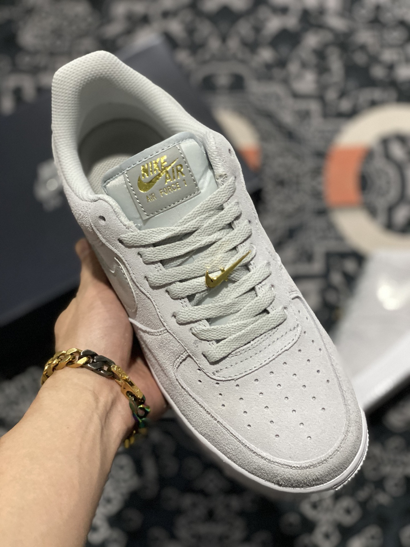 Nike Air Force 1 Low Grey Silver Gold DC4458-001 For Sale