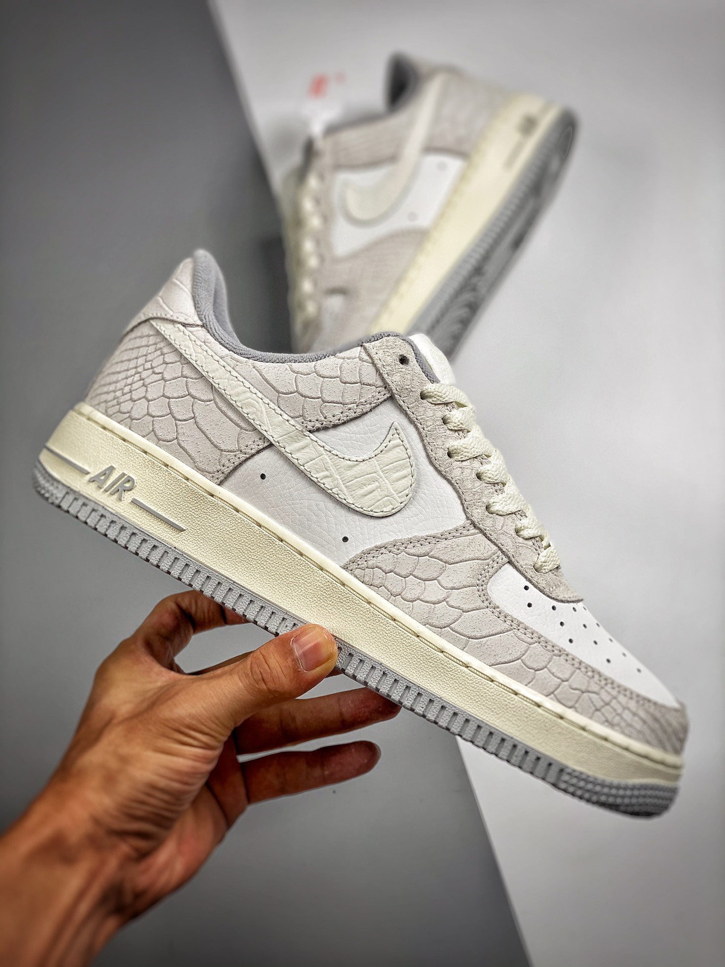 Nike Air Force 1 Low Snakeskin White Wolf Grey For Sale