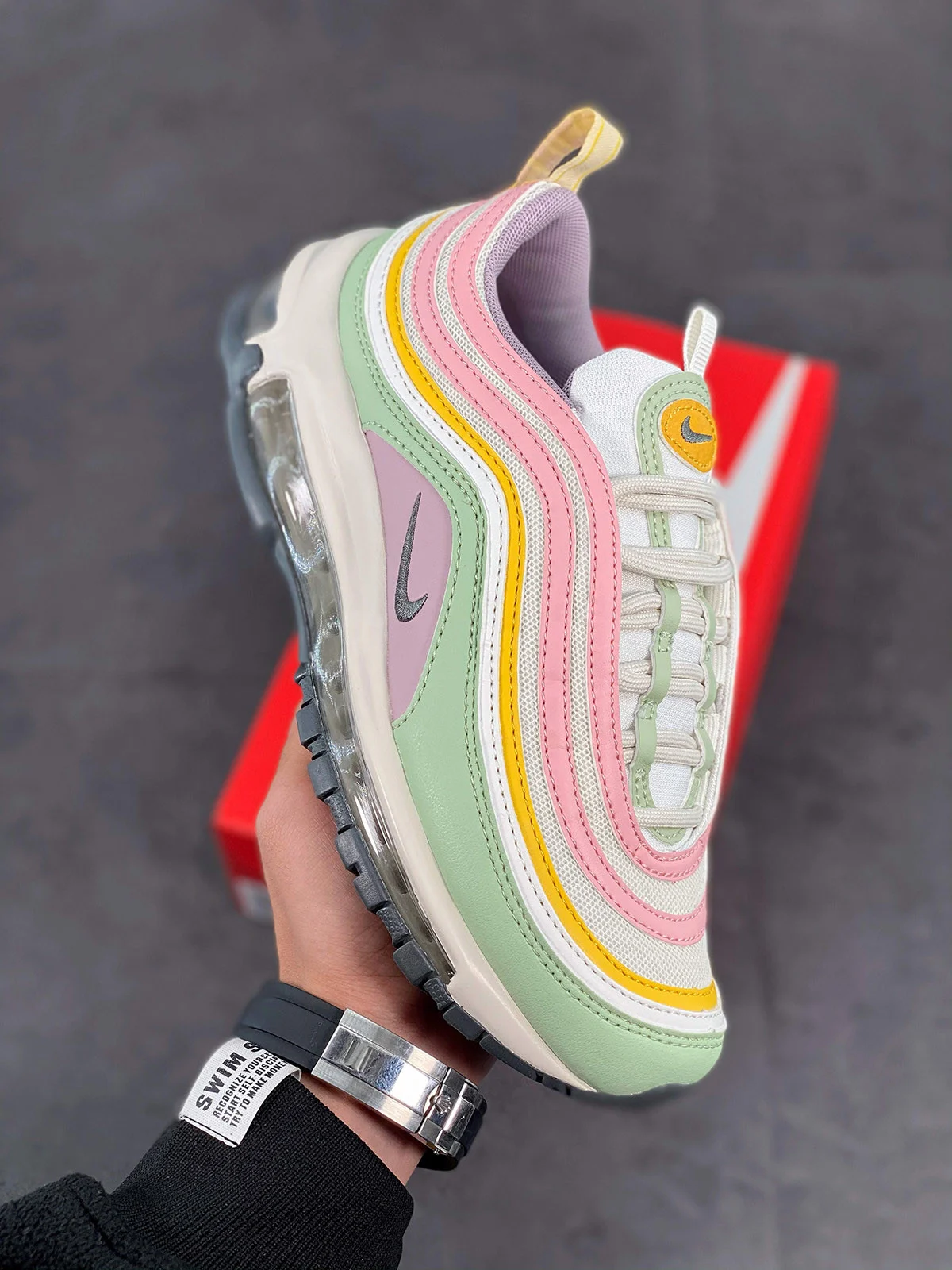 Nike Air Max 97 Multi Pastel Pink Orange-Yellow-Green For Sale