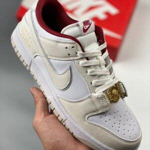 Nike Dunk Low Just Do It White Red-Photon Dust DV1160-100 For Sale