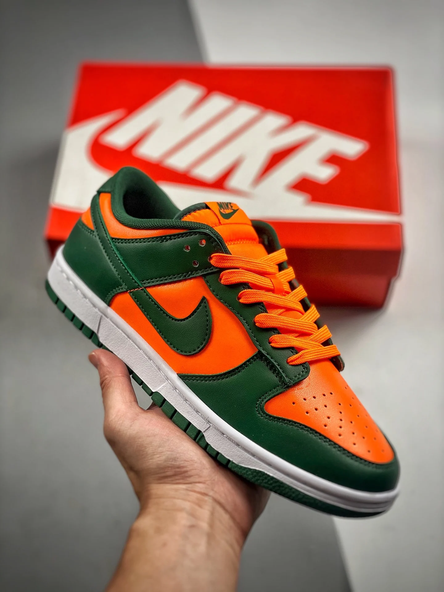 Nike Dunk Low Miami Hurricanes Team Dark Green Team Orange-White For Sale