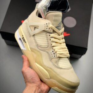 Off-White x Air Jordan 4 Sail Muslin-White-Black On Sale