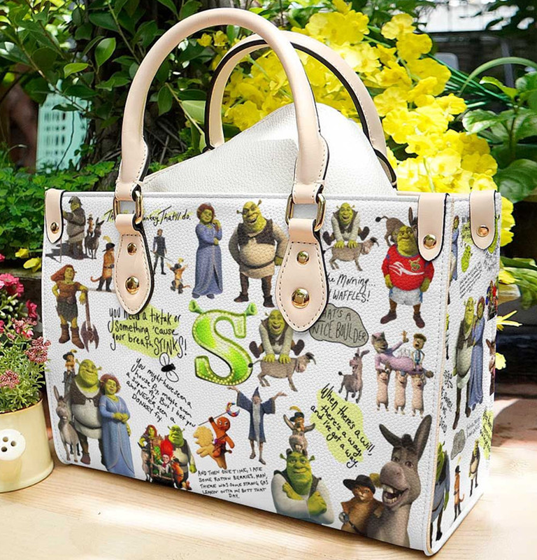 Shrek White Women Leather Hand Bag