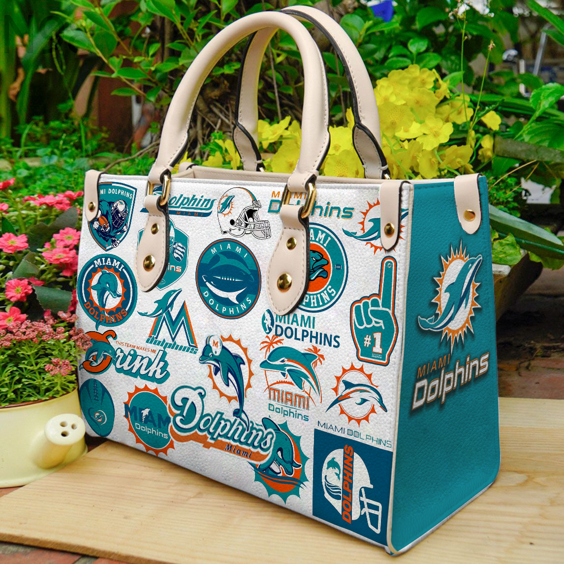 Miami Dolphins Women Leather Hand Bag