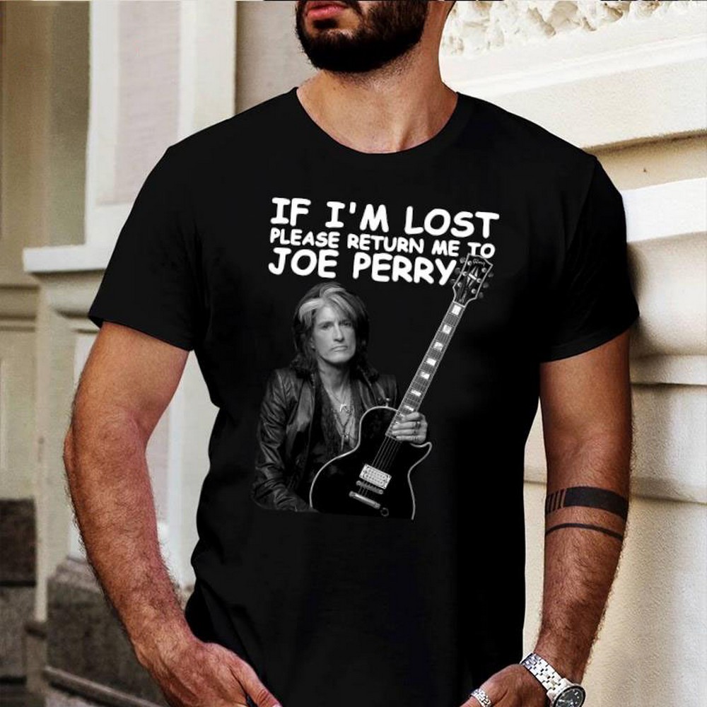 Official If I M Lost Please Return Me To Joe Perry Mens Black T Shirt