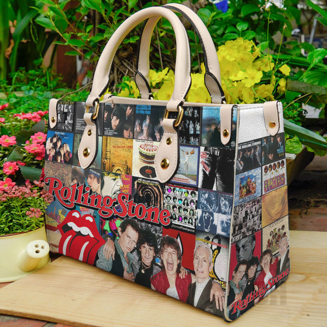 The Rolling Stones Band Women Leather Hand Bag