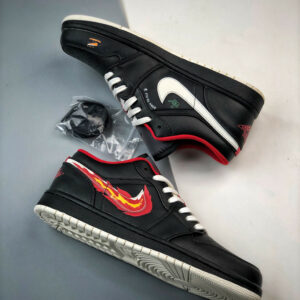 Air Jordan 1 Low Born To Fly Black White-Fitness Red FJ7073-010 For Sale