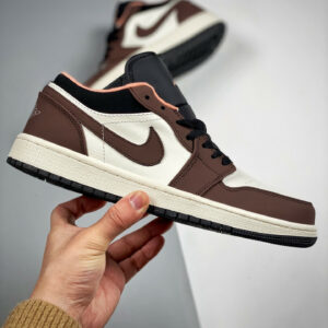 Air Jordan 1 Low Light Chocolate Black-Sail-Crimson Bliss DC6991-200 For Sale